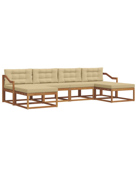 Set di divani da esterno con cuscino 6 pcs Naturale e Beige