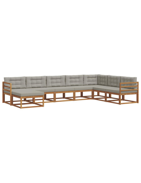 Set di divani da esterno 8 pcs Grigio Naturale e Chiaro
