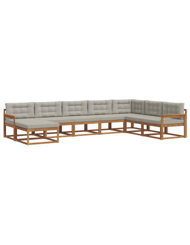 Set di divani da esterno 8 pcs Grigio Naturale e Chiaro