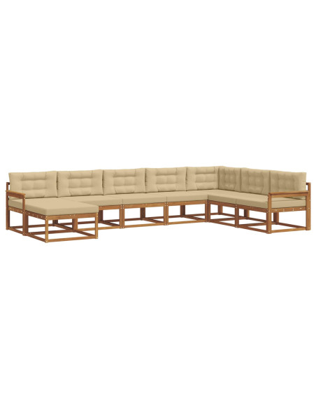 Set di divani da esterno con cuscino 8 pcs Naturale e Beige