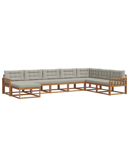 Set di divani da esterno 8 pcs Grigio Naturale e Chiaro