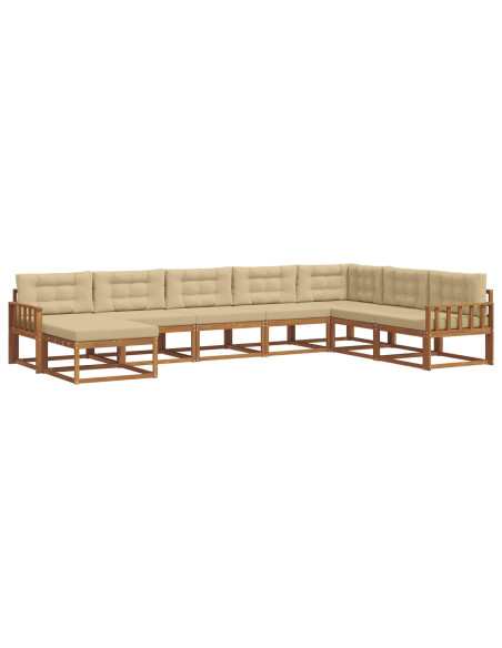 Set di divani da esterno con cuscino 8 pcs Naturale e Beige