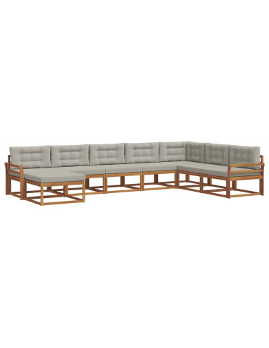 Set di divani da esterno 8 pcs Grigio Naturale e Chiaro