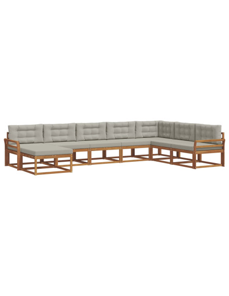 Set di divani da esterno 8 pcs Grigio Naturale e Chiaro