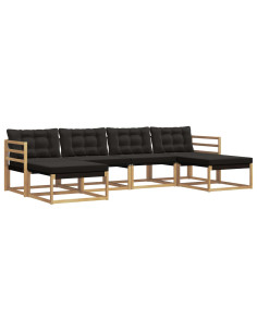 Set di divani da esterno con cuscino 6 pcs Bianco e Nero 2