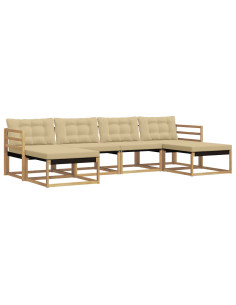 Set di divani da esterno con cuscino 6 pcs Bianco e Beige 2