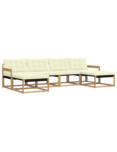 Set di divani da esterno con cuscino 6 pcs Bianco e Crema 2
