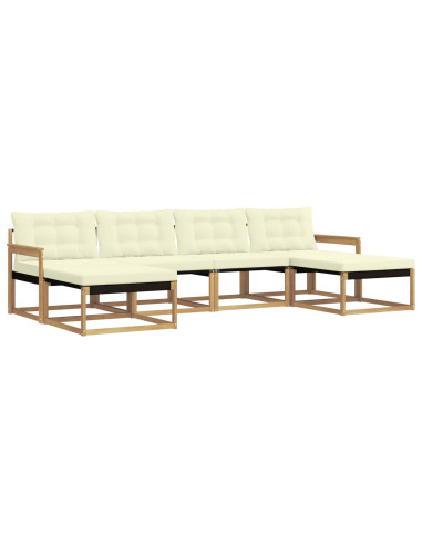 Set di divani da esterno con cuscino 6 pcs Bianco e Crema