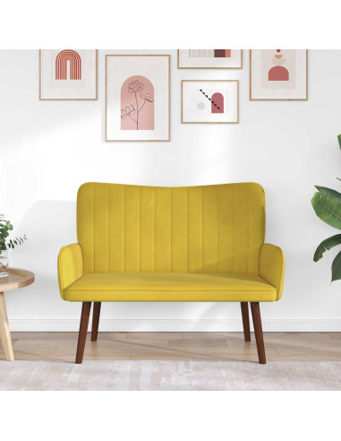 Sofa a Due Posti Giallo 115 x 61 x 87 cm Velluto