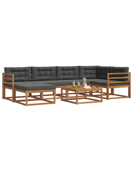 Set di divani da esterno con cuscino 7 pcs Naturale e Antracite