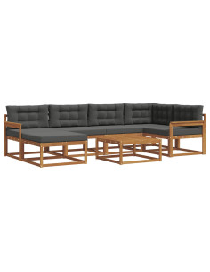 Set di divani da esterno con cuscino 7 pcs Naturale e Antracite 2