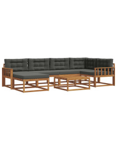 Set di divani da esterno con cuscino 7 pcs Naturale e Antracite 2