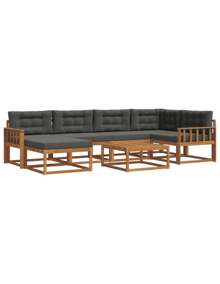 Set di divani da esterno con cuscino 7 pcs Naturale e Antracite