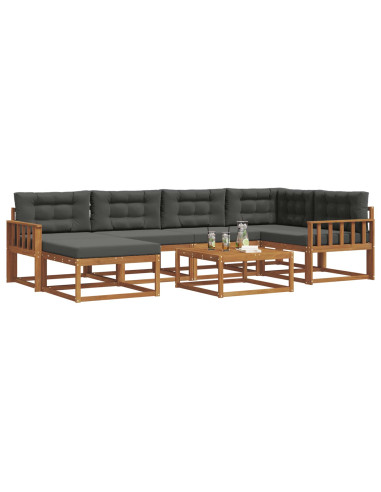 Set di divani da esterno con cuscino 7 pcs Naturale e Antracite
