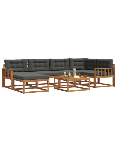 Set di divani da esterno con cuscino 7 pcs Naturale e Antracite