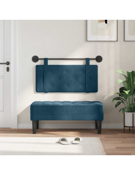 Testata appesa Montaggio a parete Blu 100 x 55 x 5 cm Velluto