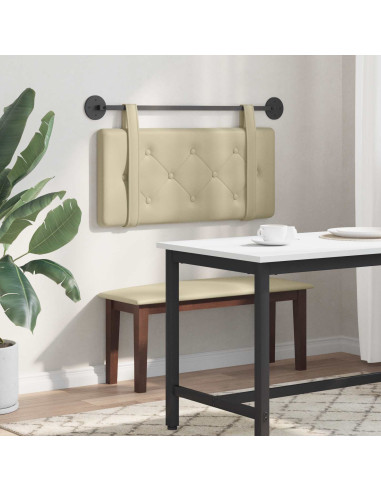 Testata appesa Montaggio a parete Crema 90 cm Pelle Sintetica