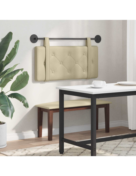 Testata appesa Montaggio a parete Crema 90 cm Pelle Sintetica