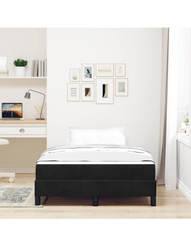 Letto a molle con materasso Nero 120 x 220 cm Tessuto