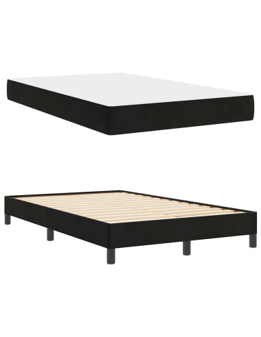 Letto a molle con materasso Nero 120 x 220 cm Tessuto