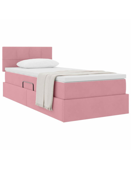 Letto con Contenitore con materasso Rosa 90 x 190 cm Velluto