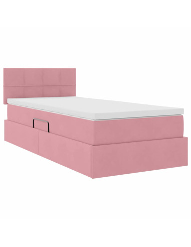 Letto con Contenitore con materasso Rosa 90 x 190 cm Velluto