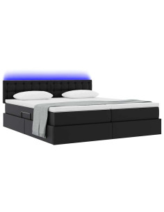 Letto con contenitore e LED Nero 180 x 200 cm Pelle Sintetica 2