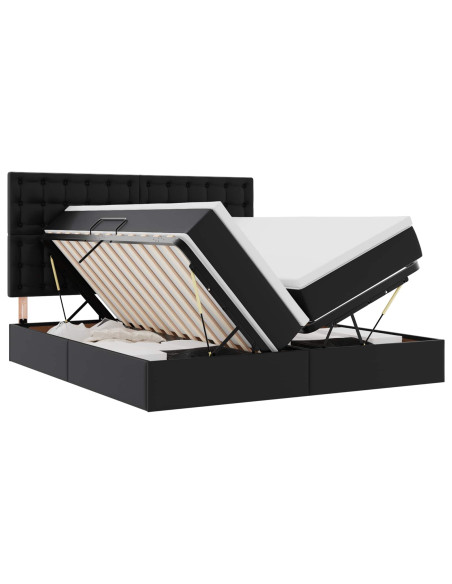 Letto con contenitore e LED Nero 180 x 200 cm Pelle sintetica