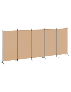 Paravento a 5 Pannelli Beige 433 x 180 cm Tessuto 2