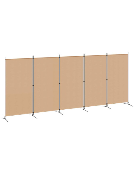 Paravento a 5 Pannelli Beige 433 x 180 cm Tessuto