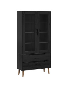 Armadio in Vetro Nero 90 x 35 x 175 cm 2