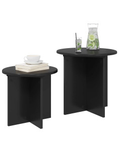 Set tavolini 2 pcs Rovere Nero Legno ingegnerizzato 2