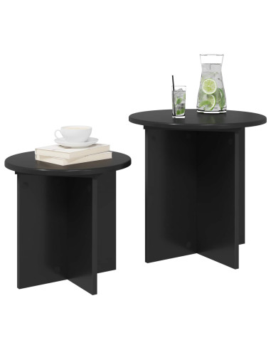 Set tavolini 2 pcs Rovere Nero Legno ingegnerizzato