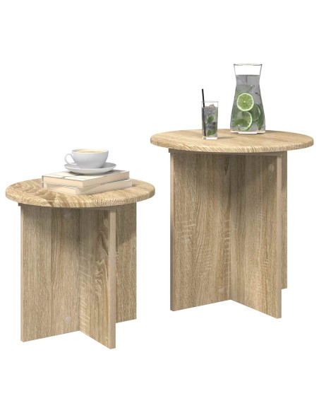 Set tavolini 2 pcs Rovere Sonoma Legno ingegnerizzato