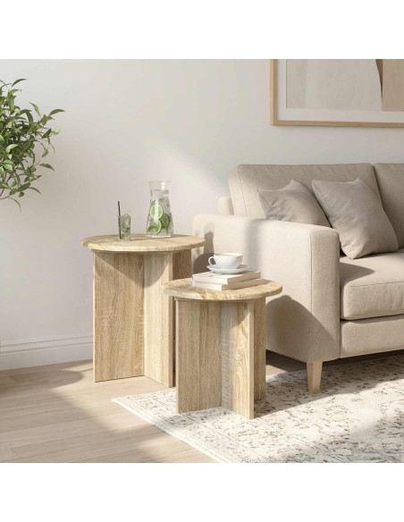 Set tavolini 2 pcs Rovere Sonoma Legno ingegnerizzato