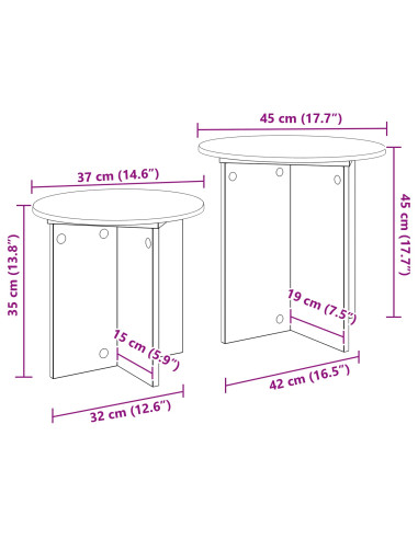 Set tavolini 2 pcs Grigio Cemento Legno ingegnerizzato