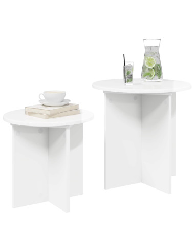 Set tavolini 2 pcs Bianco Lucido Legno ingegnerizzato