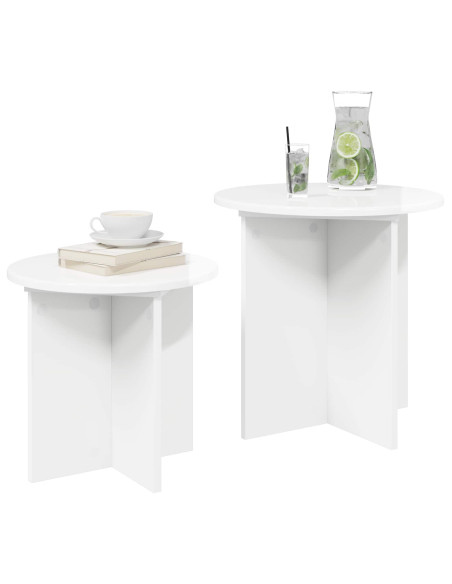 Set tavolini 2 pcs Bianco Lucido Legno ingegnerizzato