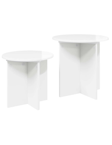 Set tavolini 2 pcs Bianco Lucido Legno ingegnerizzato
