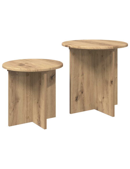 Set tavolini 2 pcs Rovere Artigianale Legno ingegnerizzato