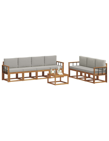 Set di divani con cuscino 8 pcs Grigio Naturale e Chiaro