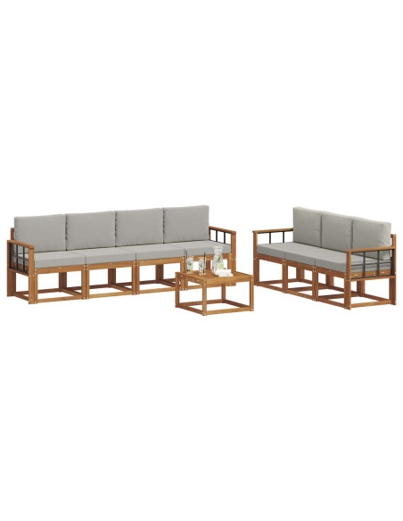 Set di divani con cuscino 8 pcs Grigio Naturale e Chiaro