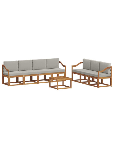 Set di divani con cuscino 8 pcs Grigio Naturale e Chiaro