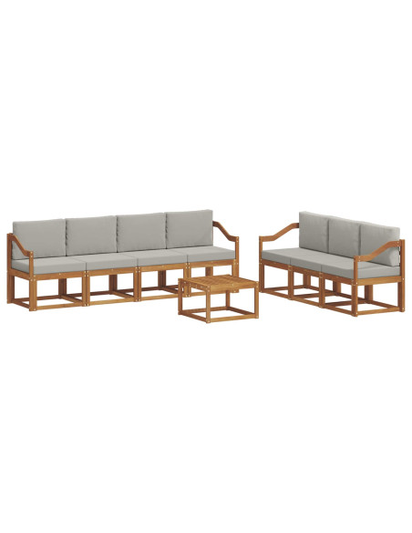 Set di divani con cuscino 8 pcs Grigio Naturale e Chiaro