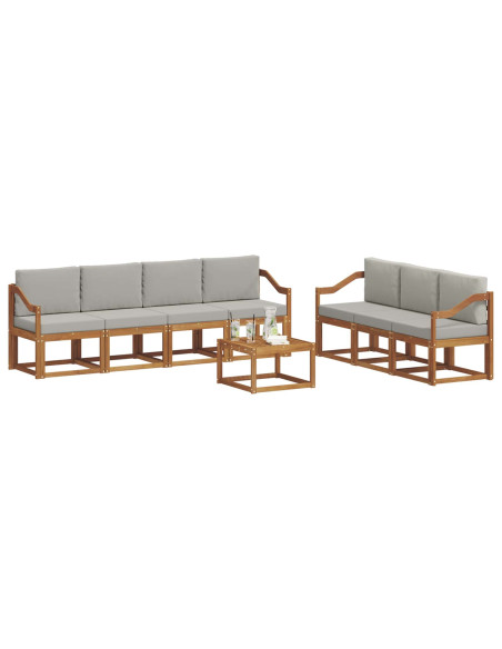Set di divani con cuscino 8 pcs Grigio Naturale e Chiaro