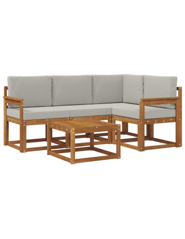 Set di divani con cuscino 5 pcs Grigio Naturale e Chiaro