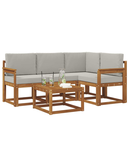 Set di divani con cuscino 5 pcs Grigio Naturale e Chiaro