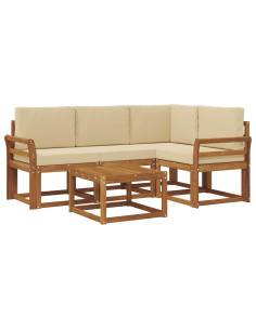 Set di divani con cuscino 5 pcs Naturale e Beige 2