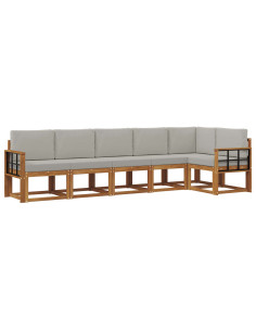 Set di divani con cuscino 6 pcs Grigio Naturale e Chiaro 2
