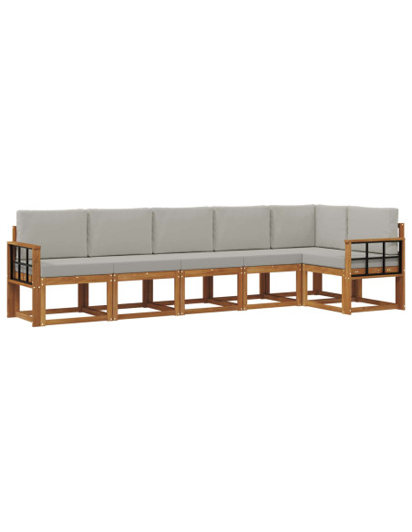 Set di divani con cuscino 6 pcs Grigio Naturale e Chiaro